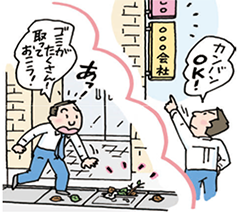 地震、大雨等の発生時の自衛消防対策 イラスト1