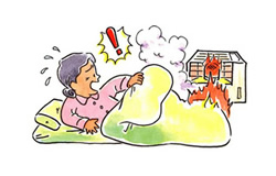 ストーブの上に洗濯物を干したり、近くで乾かしたりしない。