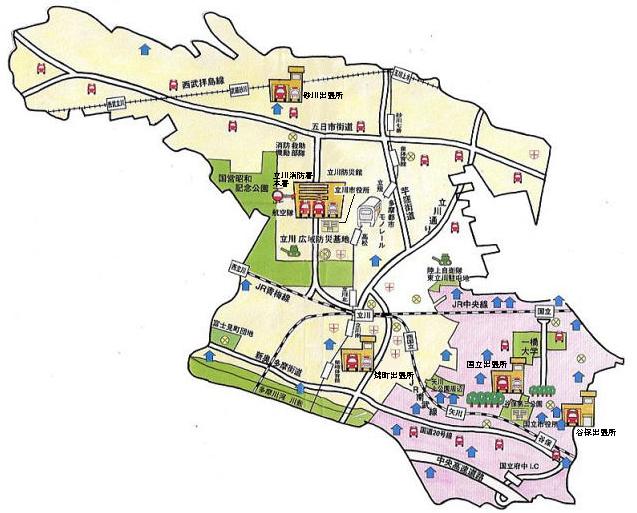 立川消防署の管轄区域の地図