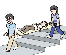 担架で人を運ぶ様子