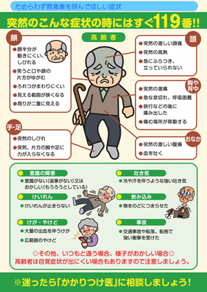 ためらわずに救急車を読んで欲しい症状(高齢者)
