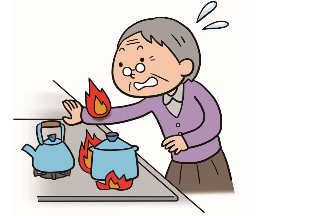 調理中の着衣着火のイラスト