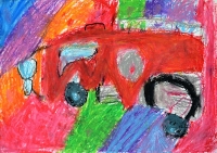 消防車の絵　東糀谷小　くぼかんな