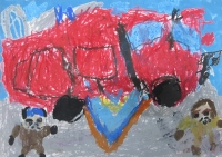消防車の絵　出雲小　たかはしりな
