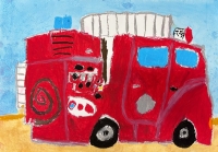 消防車の絵　六郷小　かわちりおん