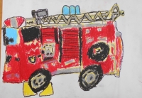 消防車の絵　東六郷小　くわのたまき