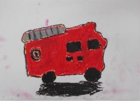 消防車の絵　東六郷小　すずきげんた
