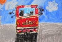消防車の絵　東六郷小　ありがゆずは