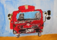 消防車の絵　東六郷小　くわはらはすね