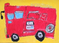 消防車の絵　蒲田小　かとうはな