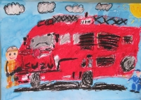 消防車の絵　蒲田小　うえむらいちた
