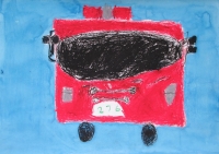 消防車の絵　蒲田小　なかむらみつき