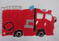 消防車の絵　南蒲小　いしざきここみ