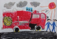 消防車の絵　南蒲小　みのうらさつき　