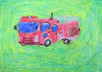 消防車の絵　東蒲小　はっとりそうすけ