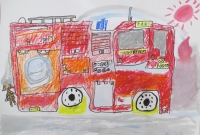 消防車の絵　東蒲小　なかだあいり