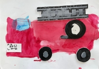 消防車の絵　都立城南　まつかわしょうた