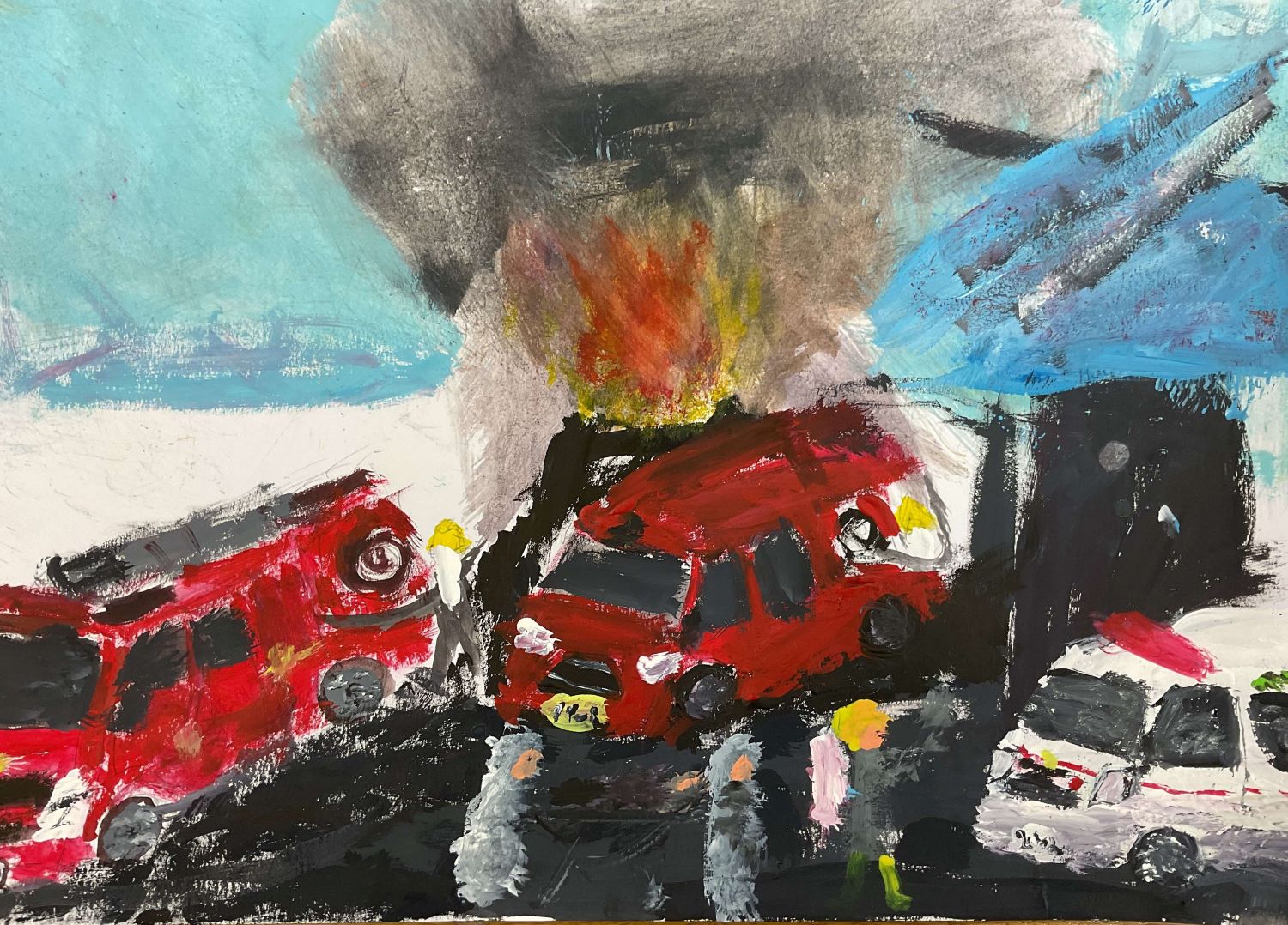 消防車と救急車の絵