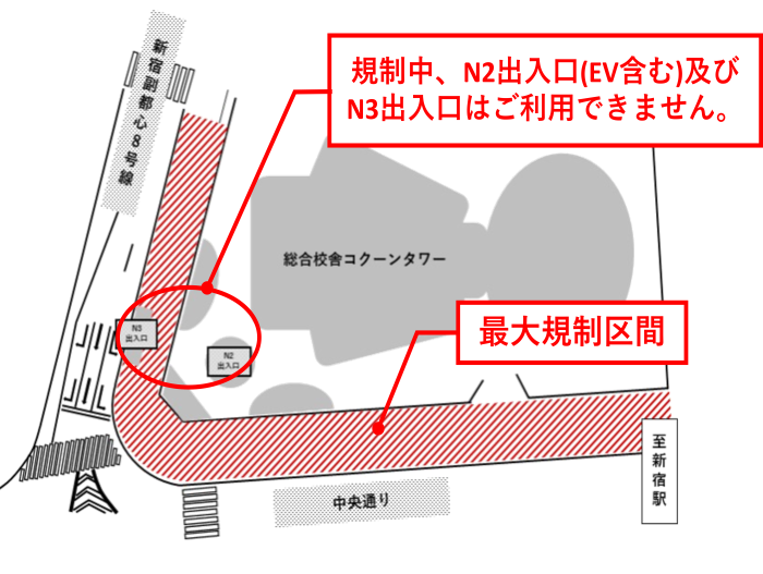 歩道通行規制及び地上出入口利用規制