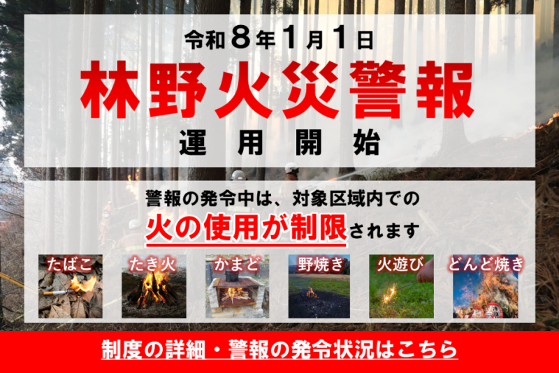 メインビジュアル画像：林野火災警報等の運用開始について