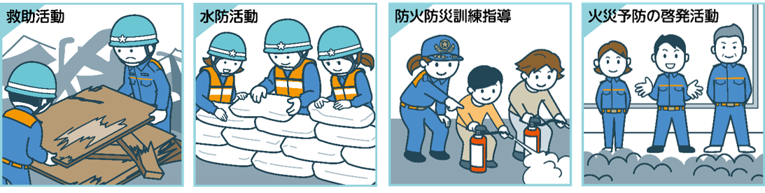 消防団員の活動イラスト