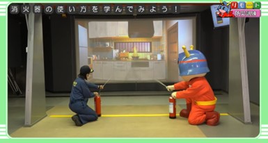 消火器の使い方を説明する動画の切り抜き