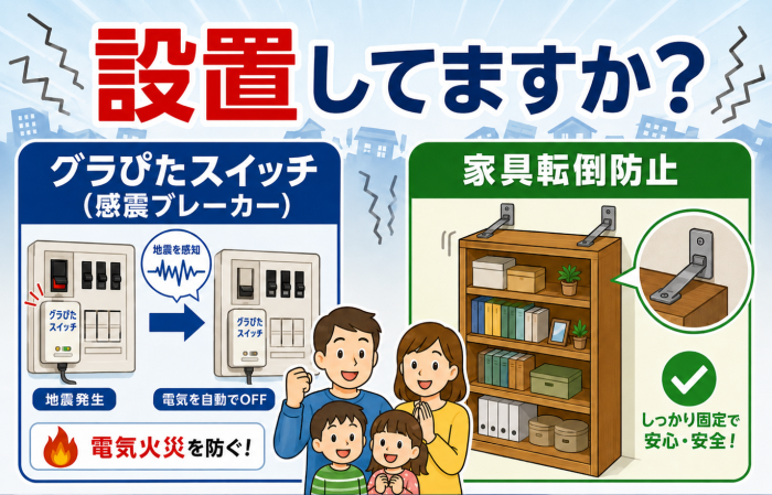 メインビジュアル画像：家具転対策・感震ブレーカー
