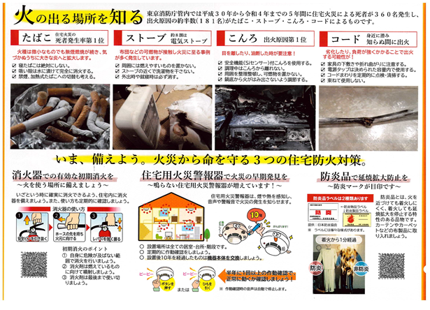 住宅火災の対策をしましょう！