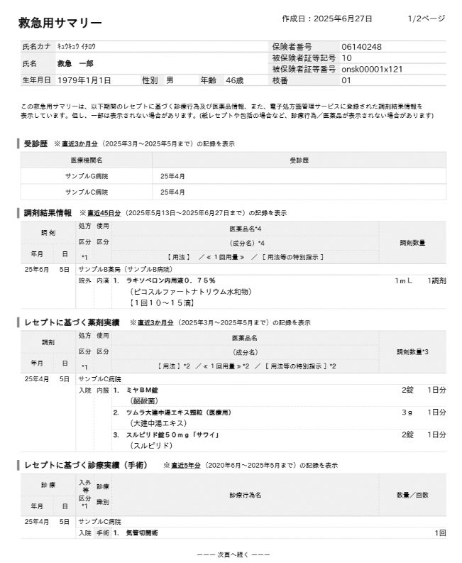 救急用サマリー