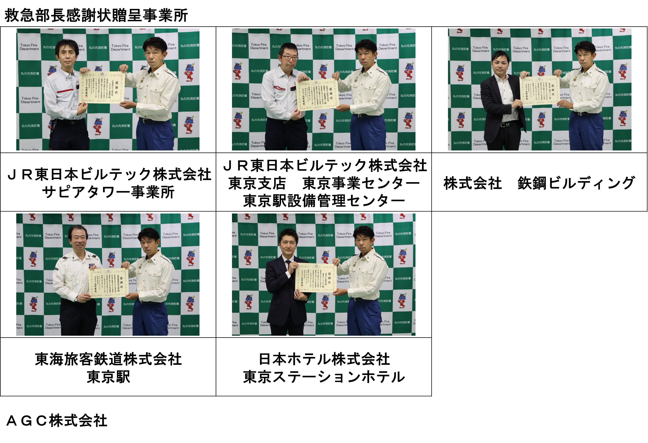 救急部長感謝状