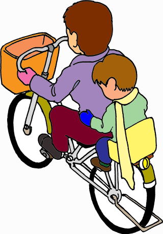 イラスト：自転車に乗る親子