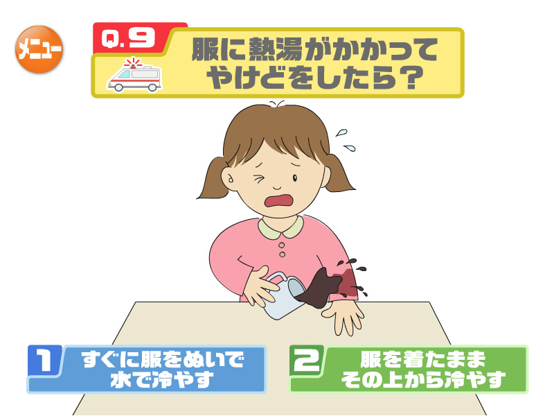 服に熱湯がかかってやけどをしたら？